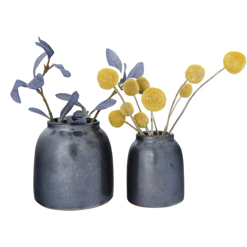 2 Piece Kena Black Terracotta Table Vase Set AllModern